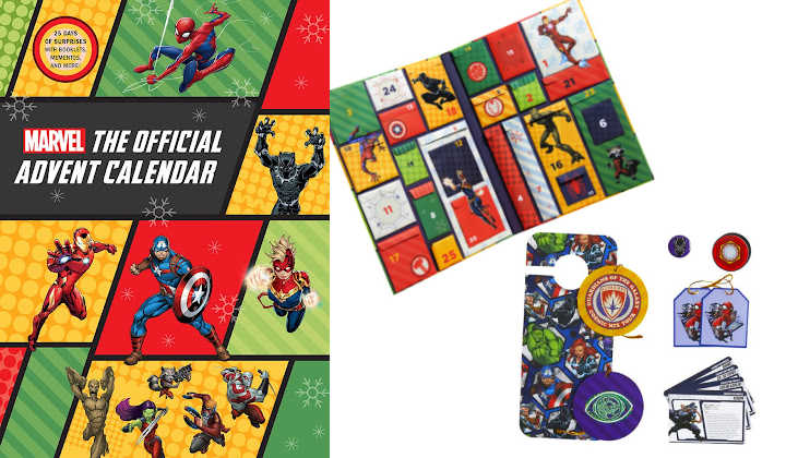 Marvel advent calendar box with display of interior and trinkets