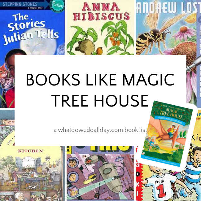 Collage of books like magic tree house