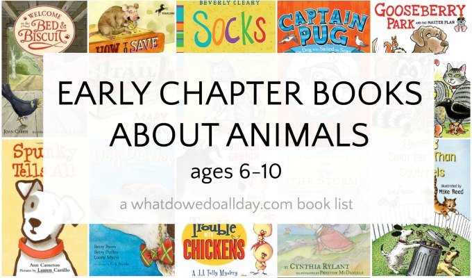Collage of early chapter books about animals for 