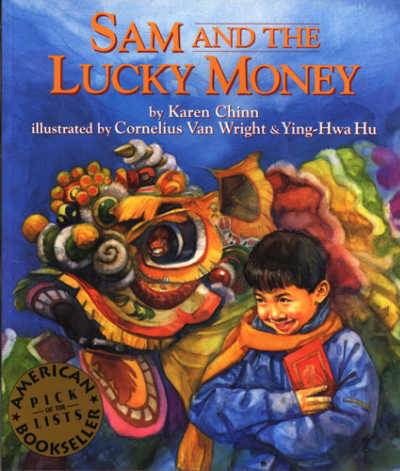 Sam and the Lucky Money with Chinese dragon and happy boy on book cover