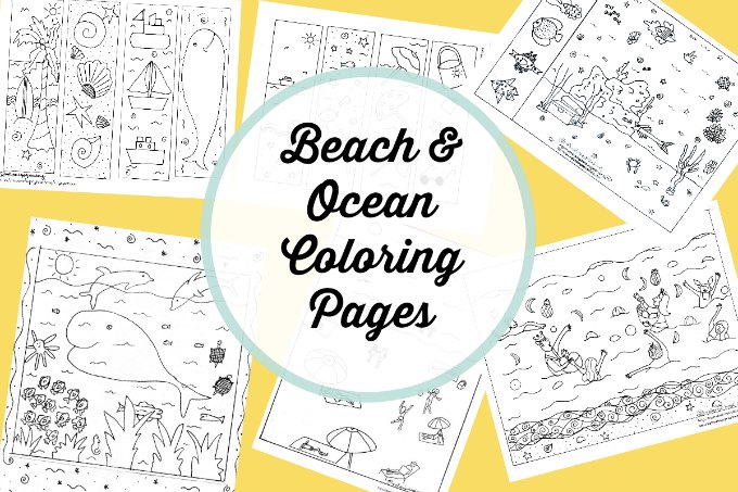 Free beach and ocean themed coloring pages