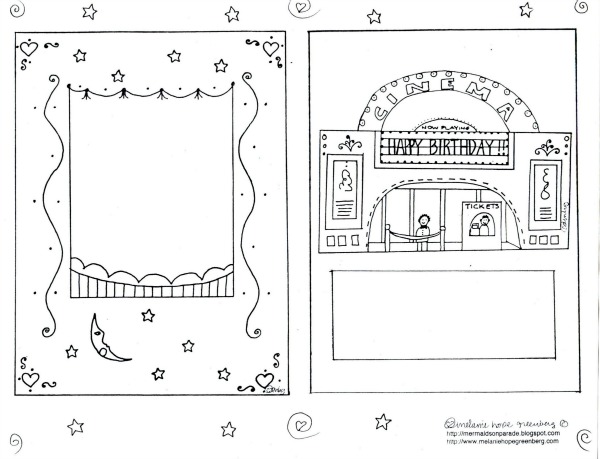 Printable coloring page that doubles as a birthday card and frame