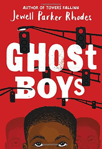 Ghost Boys book cover with Black boy face and traffic lights