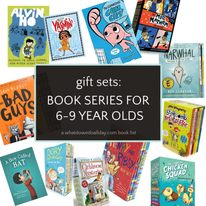 collage of book sets for kids