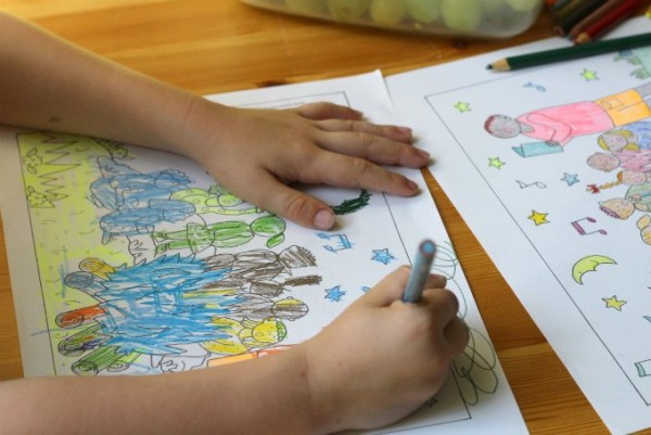 Coloring pages as a family bonding experience.