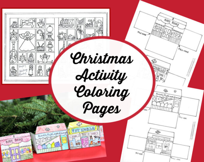 christmas activity coloring pages collage