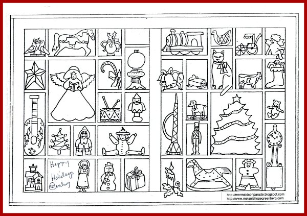 christmas coloring page by  melanie hope greenberg 
