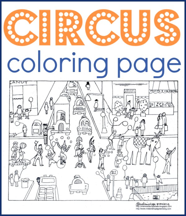 Circus coloring page for kids. Free, printable. 