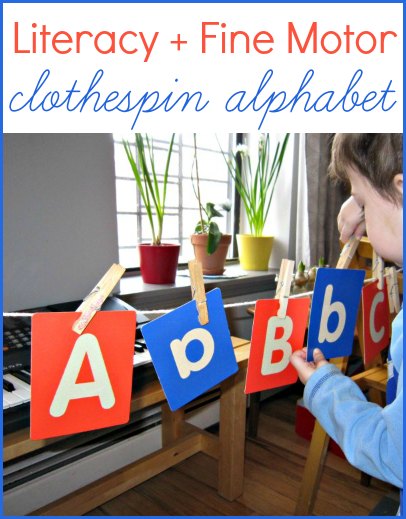 Combine fine motor and literacy with a clothespin alphabet
