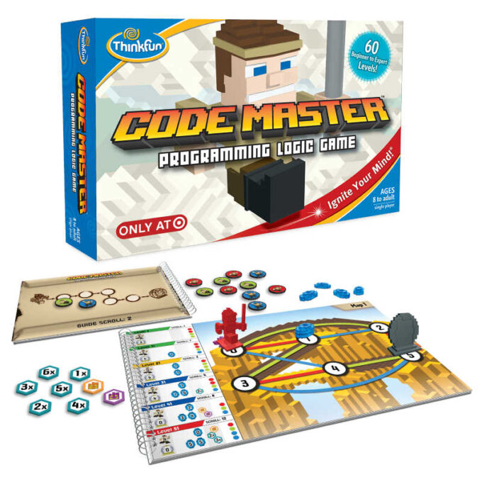 Code Master game box, flippable board and round tokens