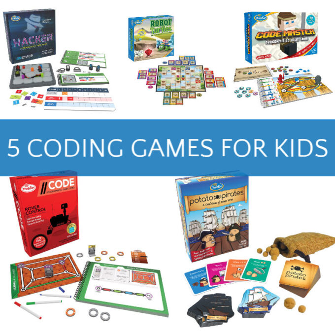 image showing 5 different coding board games 