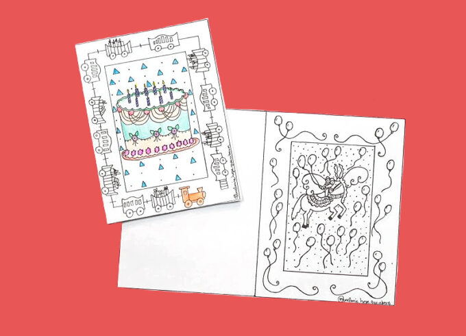 birthday card coloring pages