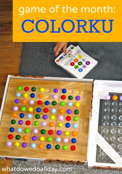 Colorku game board with colorful wooden marbles