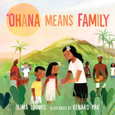 ohana means family book cover with hawaiian family outdoors