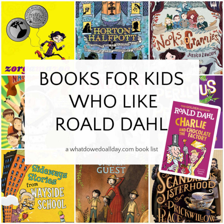 Collage of book covers for books like Roald Dahl