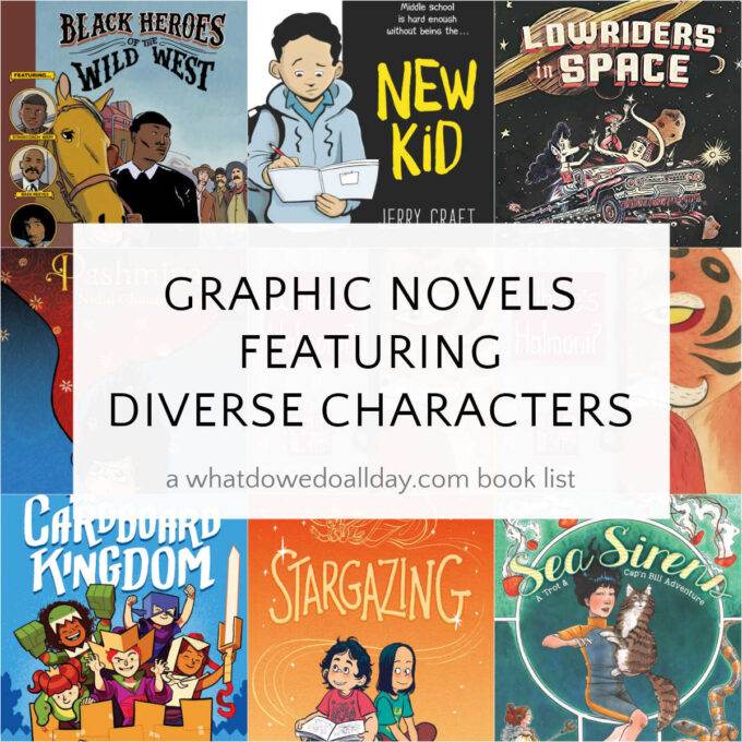 Diverse graphic novels book covers in a collage