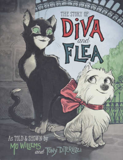The Story of Diva and Flea book cover showing black cat and white dog