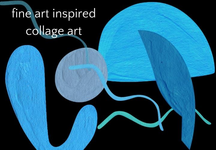 Matisse-inspired collage art with blue shapes