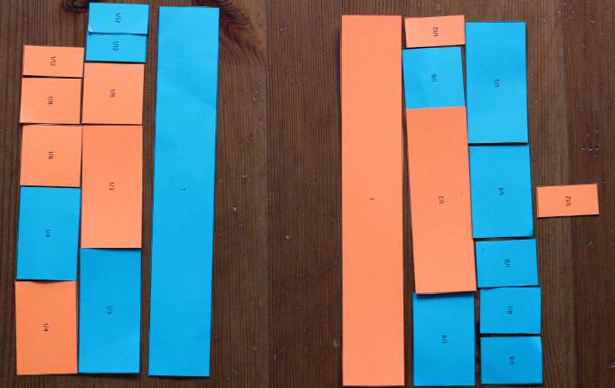 Fraction games to make wholes out of parts.
