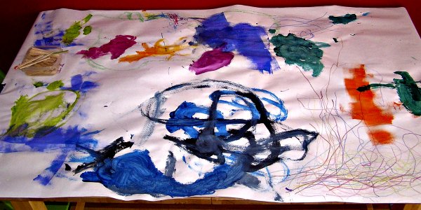 Paint on the table - great open ended art boredom buster