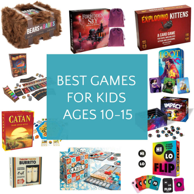 collage of games for kids ages 10-15