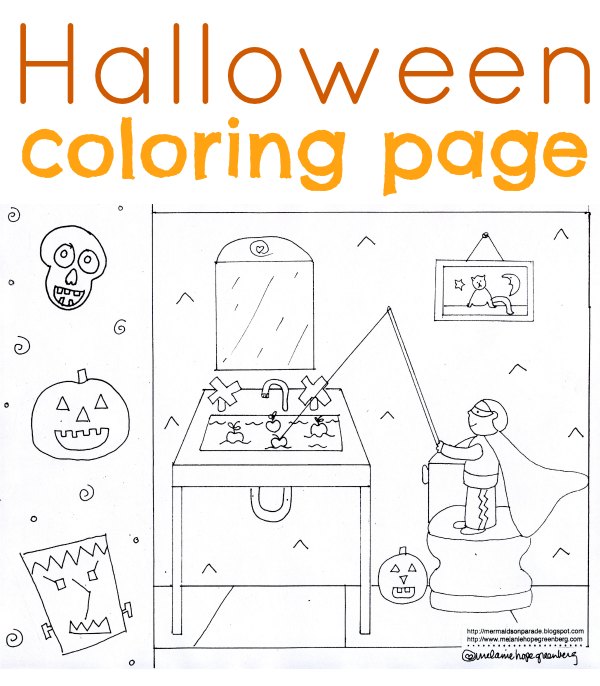 Free, printable Halloween coloring page with puppets. 