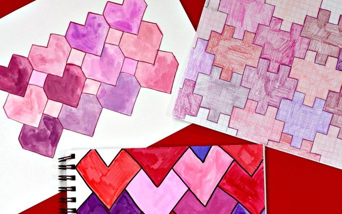 How to draw heart tessellations