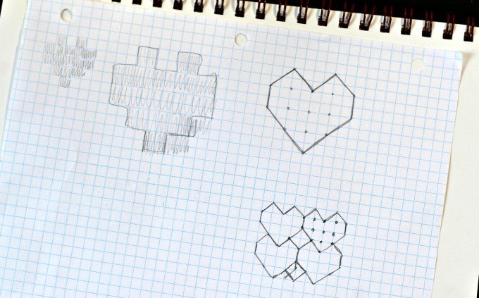 Attempts to graph out how to draw a heart shape that would tessellate
