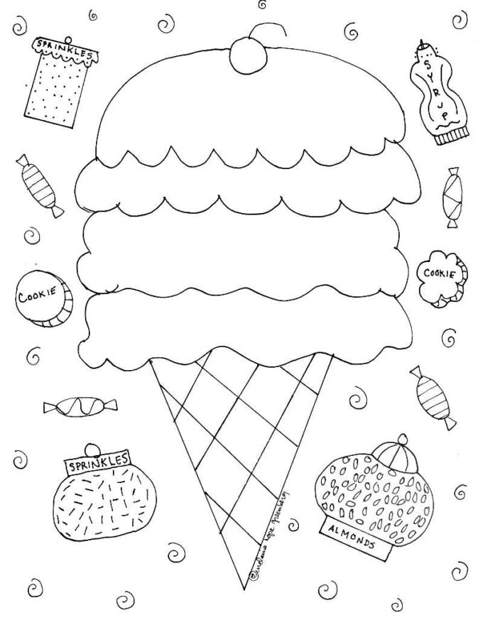 blank ice cream cone coloring page