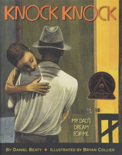 Knock Knock book cover showing father carrying son