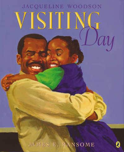 Visiting Day picture book cover showing girl and father hugging