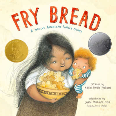 Fry Bread book cover showing Native American woman holding child and bowl of fry bread