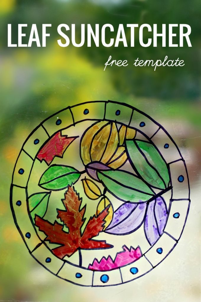 Leaf suncatcher craft project and free printable template