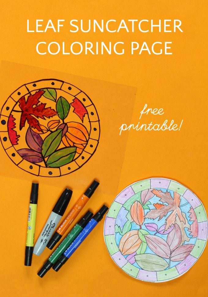 Fall leaf suncatcher coloring page