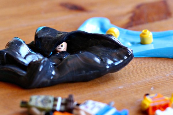 LEGO head fine motor activity with therapy putty. 