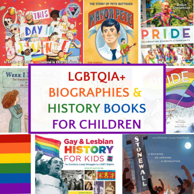 Collage of lgbtq picture books for kids