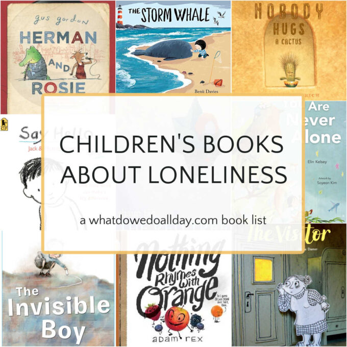 collage of children's books about loneliness