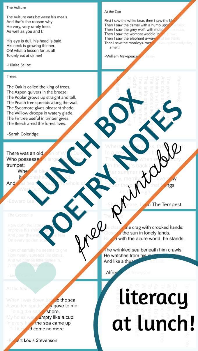 Teach a love of poetry with lunch box poetry notes for kids.