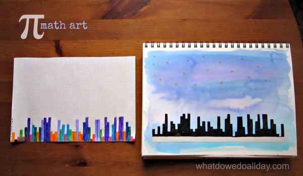 Blend math and art with kids and use pi to make city skyline art