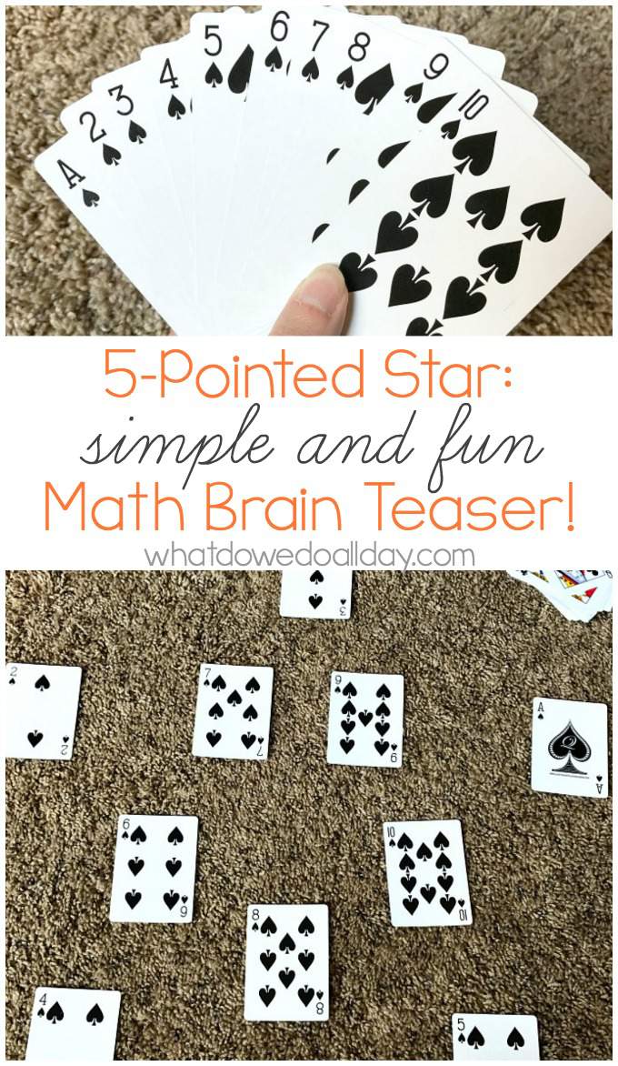 Math card puzzle to stretch kids brains. 