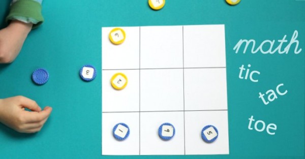 Mental math game with tic tac toe strategy