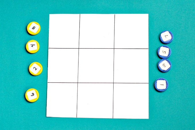 Math tic tac toe game board