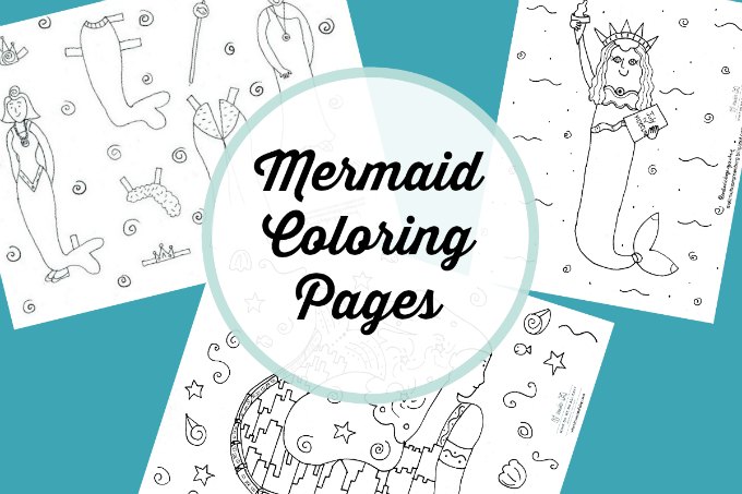 A collection of mermaid coloring pages