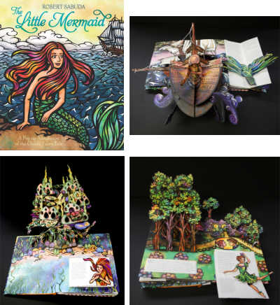 The Little Mermaid pop up book cover and interior page examples