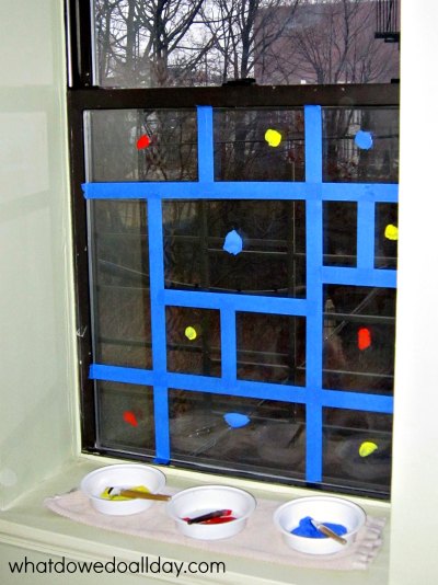 Mondrian window art project for kids