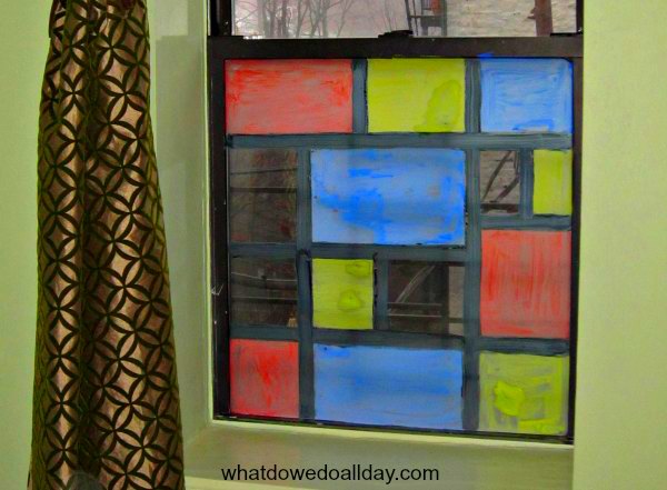 Have your kids transform your windows into a Mondrian stained glass panel. 