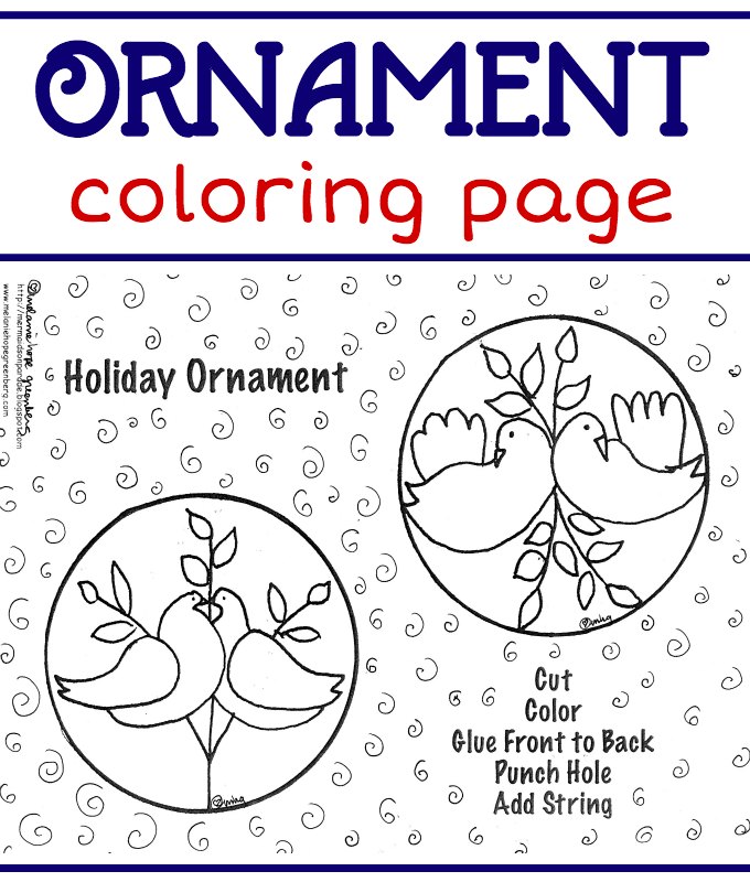 Holiday ornament coloring page for kids. Make gift tags or ornaments.