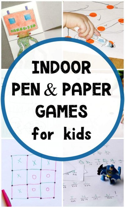 Pen and paper games for kids to do inside. Uses brain power and calms the kids down when stuck inside.