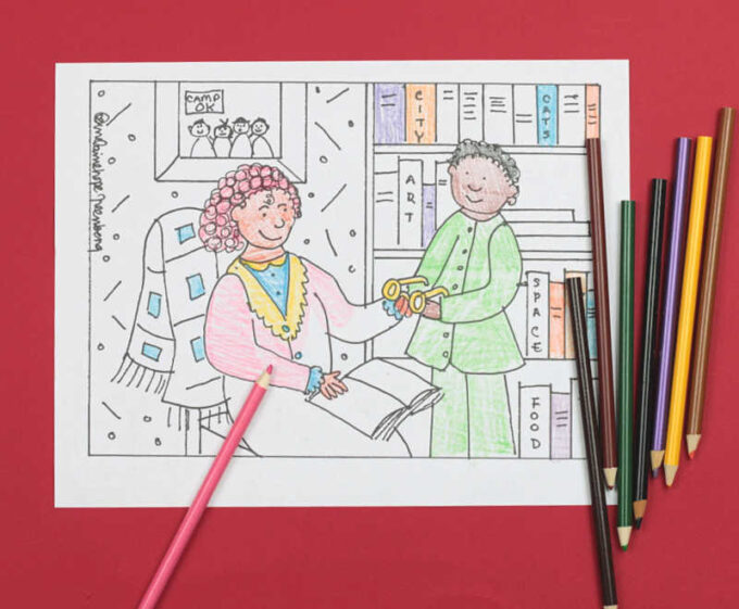 Pajama Day Coloring Page with colored 