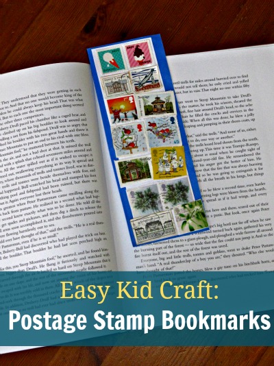 Easy postage stamp craft for kids - handmade bookmarks